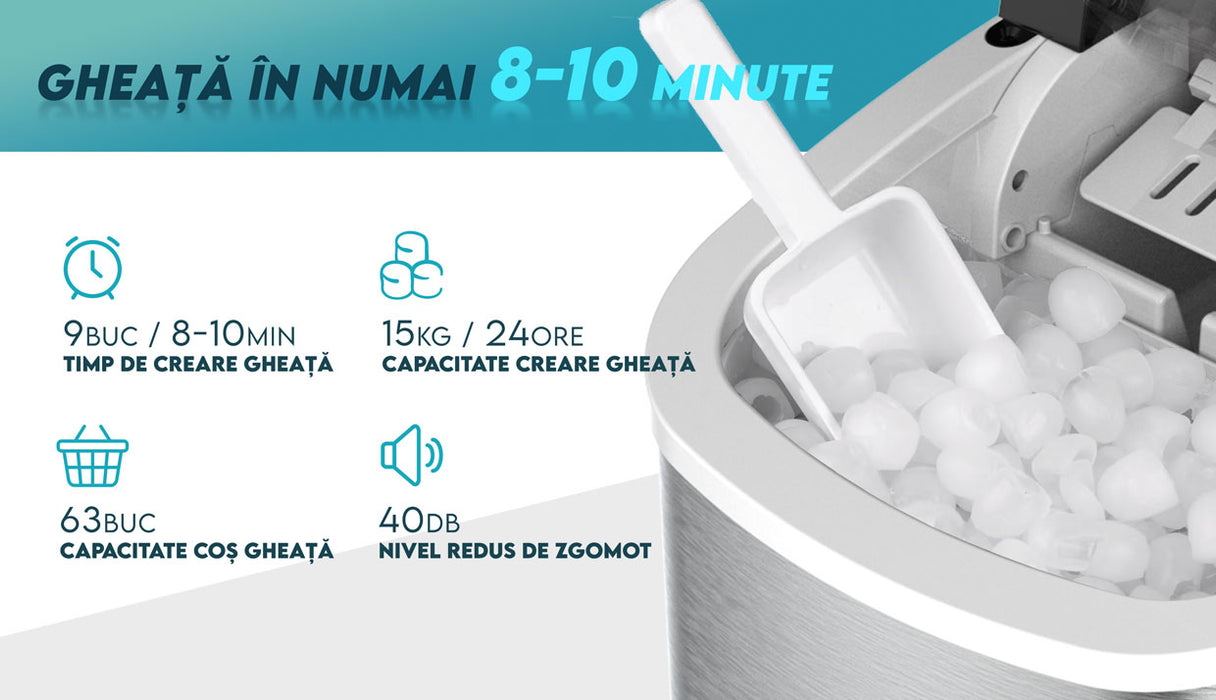 Mașină de gheață portabilă, 1.5L 4 ani garantie