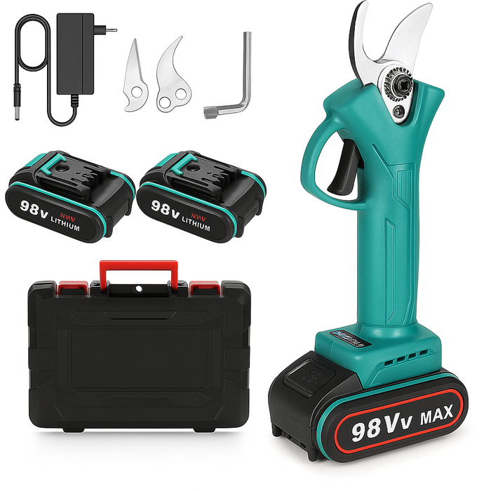 Foarfeca electrica pentru vita de vie si crengi, 2 acumulatori 98VF 5Ah, albastru