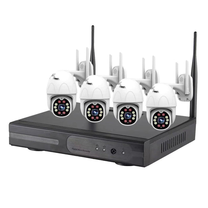 Sistem Supraveghere Video Profesional CCTV 4 Canale HD 3MP Wireless NVR IR 30m pentru interior/exterior
