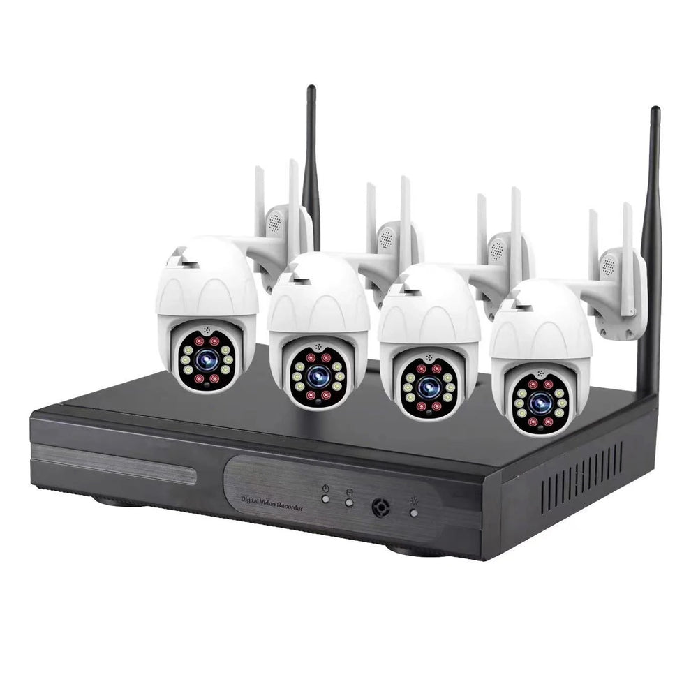 Sistem Supraveghere Video Profesional CCTV 4 Canale HD 4MP Wireless NVR IR 30m pentru interior/exterior