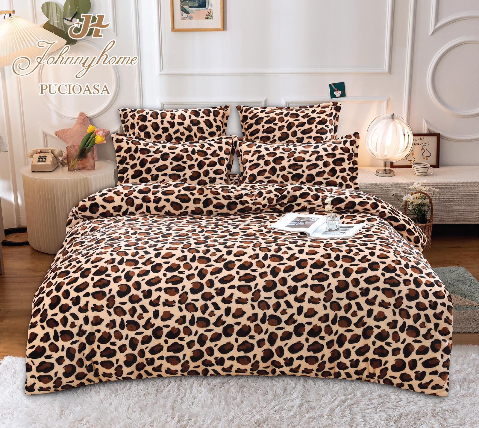 Lenjerie de pat dublu Cocolino, 6 piese, Animal Print,