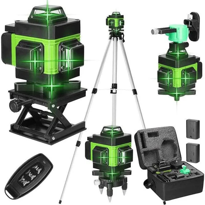 Nivela laser 4D cu 16 linii PROFESIONALA 6 ani garantie autonivelare, telecomandă, lumina verde, platformă de ridicare, Trepied