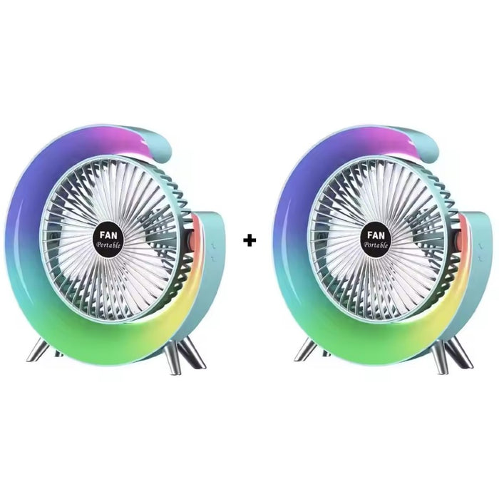 Ventilator Portabil  LED RGB, USB, 3 Viteze, Reglabil 180°