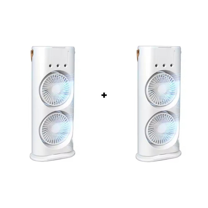 Ventilator portabil de birou Silențios, 2 viteze, dublu ventilator, LED, 2000mAh, compact pentru birou, acasă, dormitor cu GHEATA