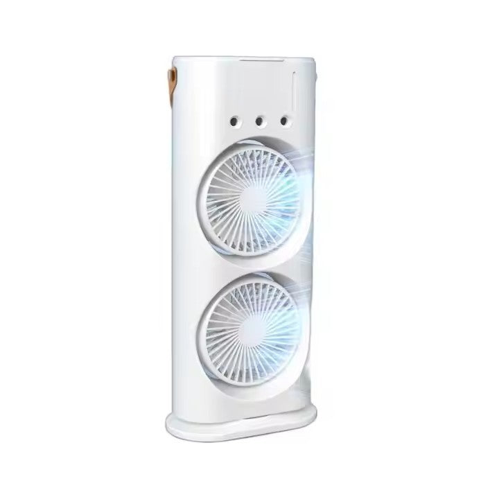 Ventilator portabil de birou Silențios, 2 viteze, dublu ventilator, LED, 2000mAh, compact pentru birou, acasă, dormitor cu GHEATA