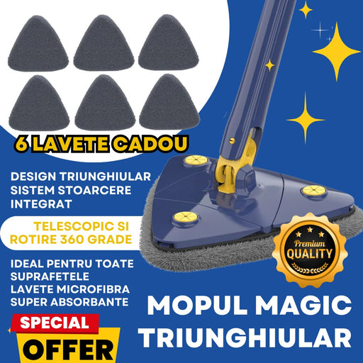 Mop cu cap triunghiular, reglabil, rotire 360 grade