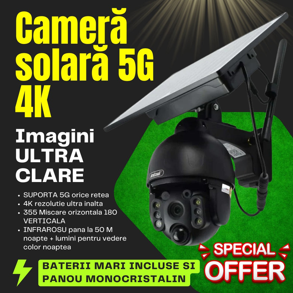 Camera 4G ,8 MP panou solar + acumulatori inclusi 30.000 mA