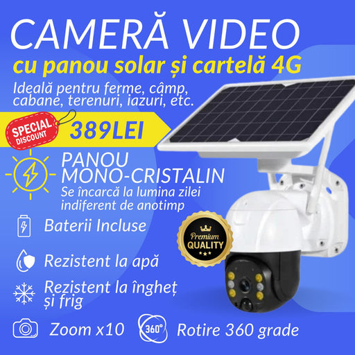 Camera 4G cu panou solar 5 MP