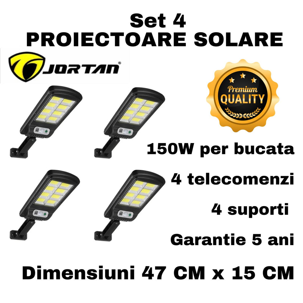 Set 4 proiectoare solare JORTAN 150W BUCATA 8 CASUTE