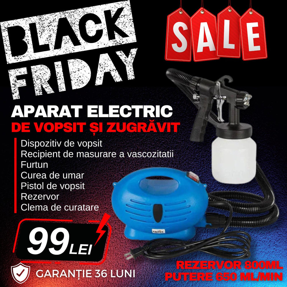 Aparat electric de vopsit si zugravit 650W, 800 ml BLACKFRIDAY