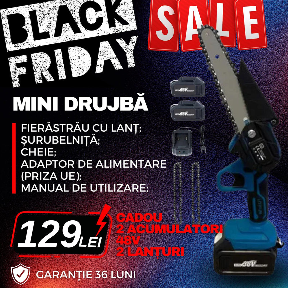 Mini drujba 6 INCHI 16 CM 2 acumulatori 2 LANTURI BLACKFRIDAY