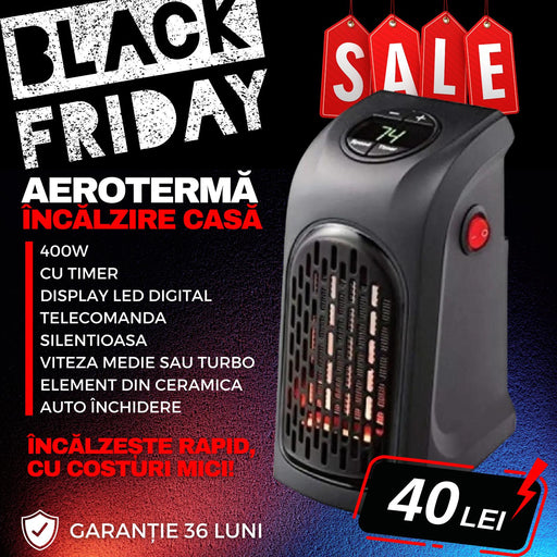 Aeroterma portabila Handy Heater, putere 400W BLACKFRIDAY