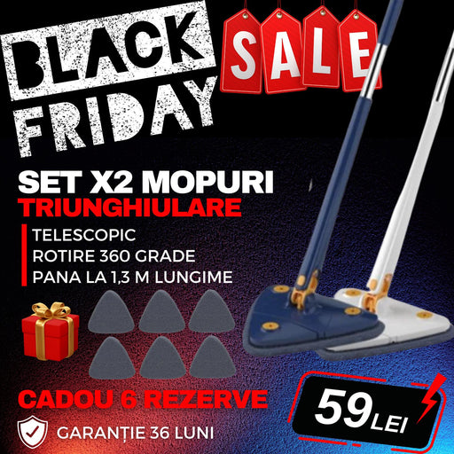 2 Mopuri triunghi + 6 lavete cadou BLACKFRIDAY