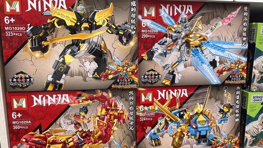 Set de constructie, 4 modele Ninja Thunder, 316 piese