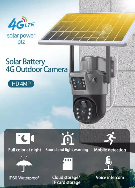 CAMERA DE SUPRAVEGHERE CU PANOU SOLAR SLOT DE CARTELA wi-fi DUBLA