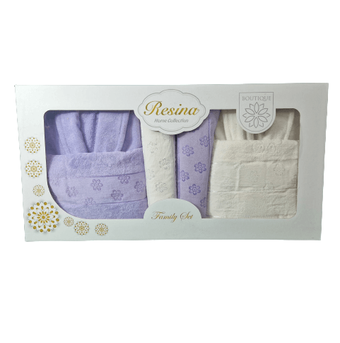 Set Halate si Prosoape din Bumbac 100%, 6 Piese, Resina, Mov-Crem