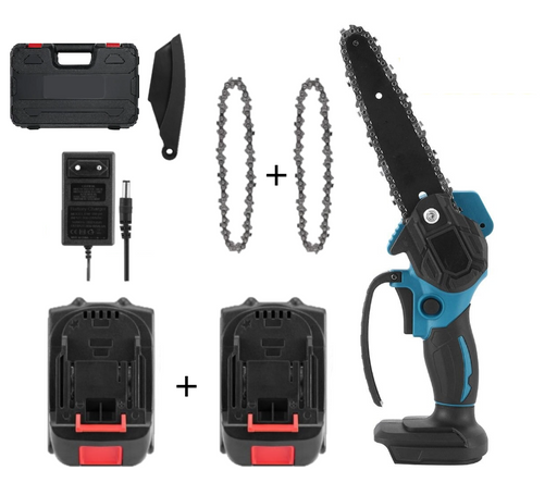 Mini fierastrau electric portabil cu lant/Drujba, 4 Inch, 24V, 4500mAh, Rama ajustabila, 550W, Negru