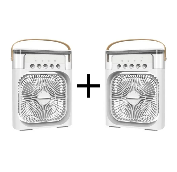 PROMO 1+1 GRATIS Ventilator portabil 3 in 1 - racorire, umidificare si iluminare in 7 culori