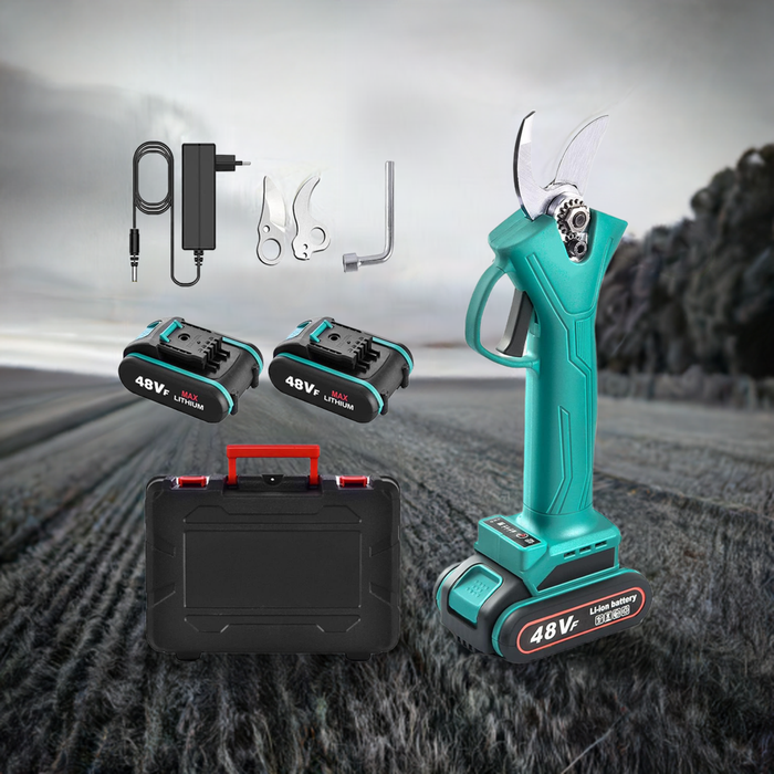 Foarfeca electrica pentru vita de vie si crengi, 2 acumulatori 21V-48V, 2Ah-5Ah