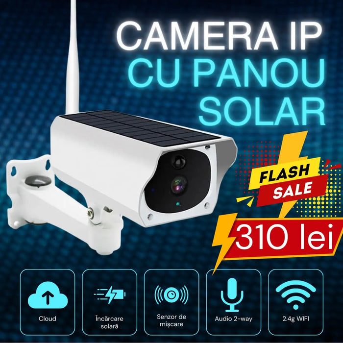 Camera IP cu panou solar, WI-FI de Exterior FULLHD Cosul magic