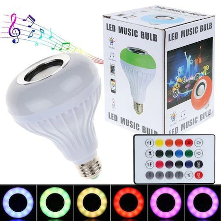 Bec Muzical Inteligent Led, cu Bluetooth, Telecomanda, Lumini colorate, Magphone