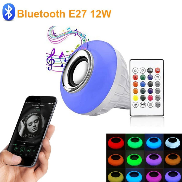 Bec Muzical Inteligent Led, cu Bluetooth, Telecomanda, Lumini colorate, Magphone